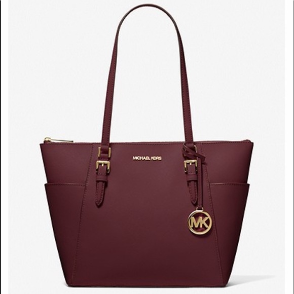MICHAEL KORS LARGE CHARLOTTE SHOULDER BAG Dark Cherry NWT - Picture 1 of 16